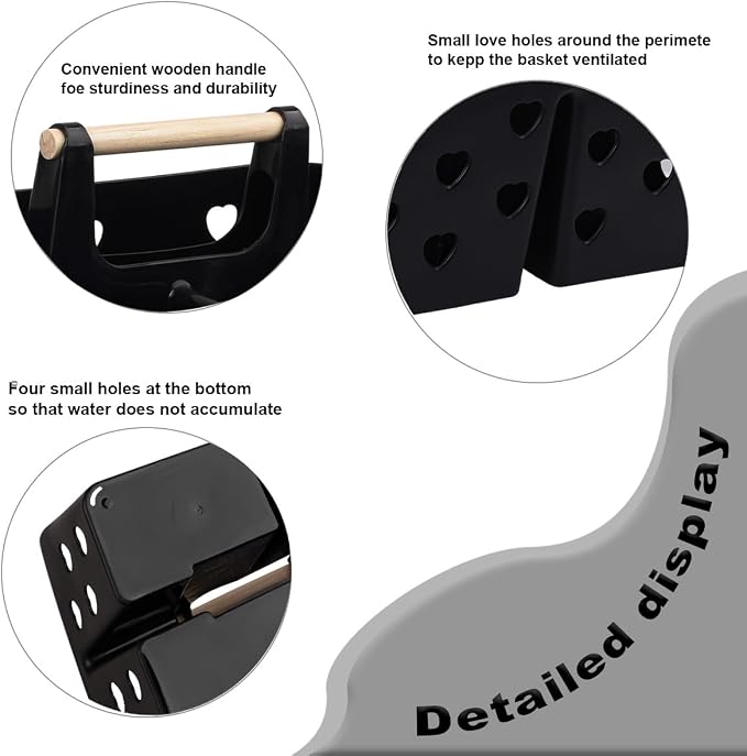 Portable Shower Caddy Plastic Shower Basket Organizer with Handle, Black - Image 4