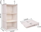 Hanging Closet Organizer 3-Tier, Oxford Wardrobe Storage, Beige Houndstooth | Easy-mount foldable design holds clothes, handbags, shoes & accessories; washable Oxford fabric, sturdy and space-saving. - Image 3