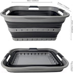 SAMMART 42 (11 Gallons) Collapsible Plastic Laundry Basket, Foldable Pop Up Storage Container/Organizer, Space Saving Hamper, Portable Bin for Dorm Room Bathroom (2, Grey/Black) - Image 9