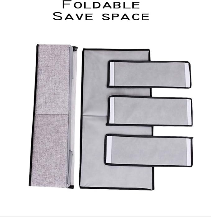 AARAINBOW 2 Packs Foldable Under Bed Clothes Organizer with Lids, Underbed Storage Container with Adjustable Dividers, UnderBed Storage Bins with Handles and Clear Window (Gray+Light Gray) - Image 8