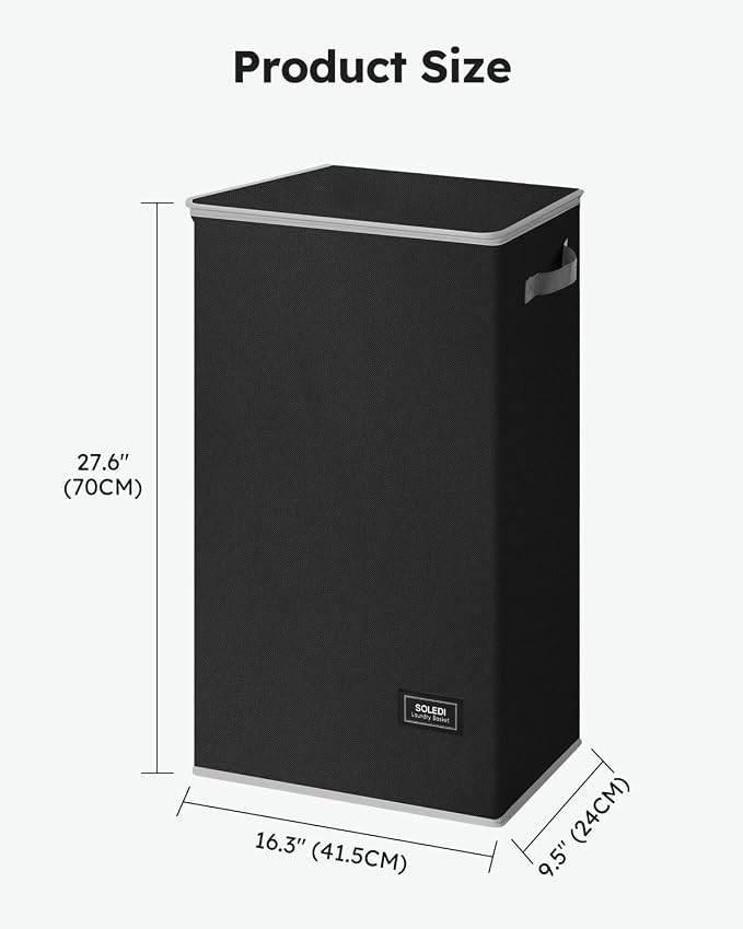 SOLEDI Slim Laundry Basket with Lid, Narrow Laundry Hamper for Small Space - Image 6