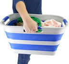 SAMMART 30L(8 gallon) Collapsible Plastic Laundry Basket - Foldable Pop Up Storage Container/Organizer - Space Saving Hamper/Basket - Water Capacity 24L(6.3 gallon) (1, Grey/Purplish Blue) - Image 7