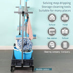 broom and mop holder put wet mops movable Commercial mop rack cleaning tool cart storage for garden garage organizer mop drain rack - Image 3