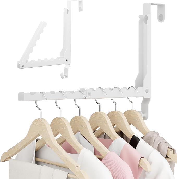 Over The Door Hanger Folding Clothes Drying Rack, Double Fold Hanging Door Hooks Coat Rack with Hooks for Indoor Laundry Room Compact Small Space Foldable Portable Door Hanger Hook Collapsible- 1 Pack by BAKON