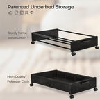 FOUCSSOMEI Under Bed Storage with Wheels, Wooden Under Bed Drawers On Wheels, Rolling Under Bed Shoe Storage, Space Saving, Black,50L - Image 2