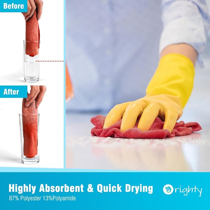 Orighty Microfiber Cleaning Cloth, 800 Pack Highly Absorbent Cleaning Rags, Household Cleaning Supplies, Reusable Microfiber Towels Lint Free Cloths for House, Kitchen, Car Care, 12x11 inch, Red - Image 3