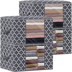 Storage Bags 100L 4Pack Clothes Organization and Storage Containers | Large Blanketfor Bedding, Comforters, Foldable Organizer with Reinforced Handle, Clear Window, Sturdy Zippers, Grey by WiseLife
