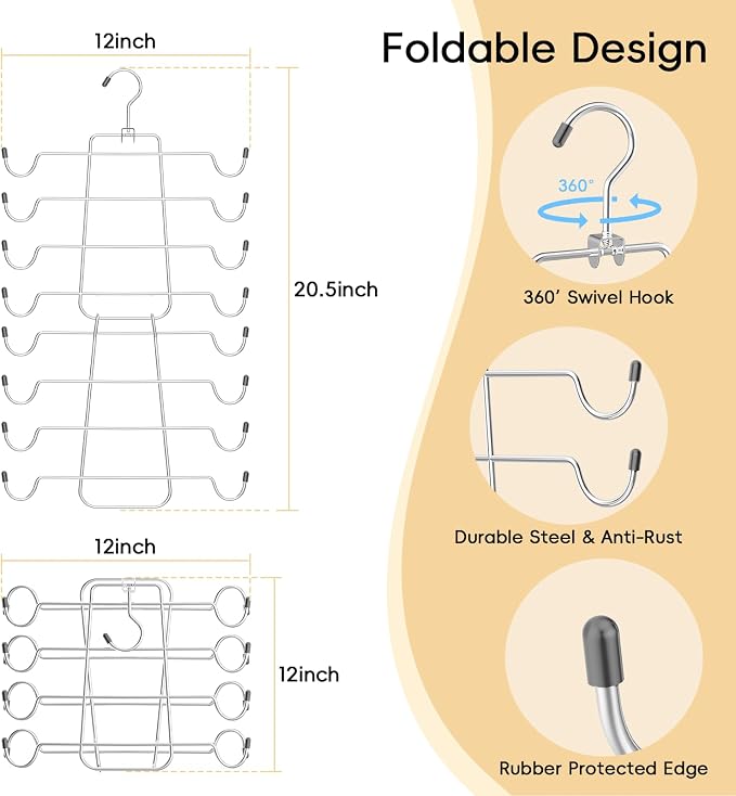 TomCare 4 Pack Space Saving Hangers, Tank Top and Leggings Organizers | 360° Swivel Design, 20 Clips for Leggings and Yoga Pants, Stainless Steel Hanging Closet Organizer - Image 5
