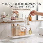 3-Tier Acrylic & Wood Bathroom Vanity Countertop Organizer Shelf - Image 3