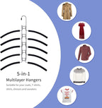 Nature Smile No Shoulder Bump Multiple Sweater Coat Clothes Hangers,Multi Layers Space Saving T Shirt Blouse Rack(4 Pack Black Color) - Image 4