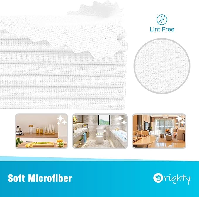 Orighty Microfiber Cleaning Cloth, 400 Pack Highly Absorbent Cleaning Rags, Household Cleaning Supplies, Reusable Microfiber Towels Lint Free Cloths for House, Kitchen, Car Care, 12x11 inch, White - Image 2
