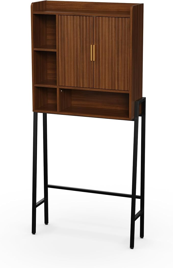Over The Toilet Storage Cabinet,31" W Bathroom Organizer, Walnut - Image 9