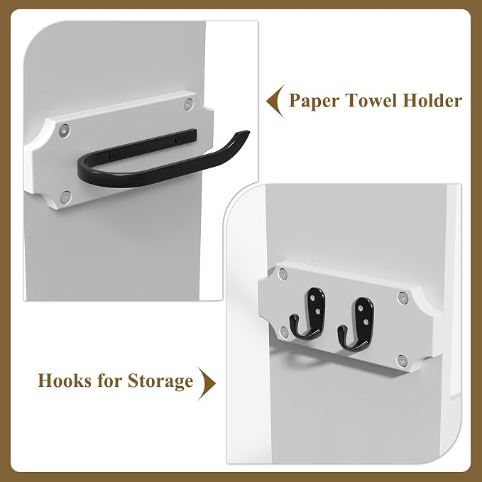 HLR Over The Toilet Storage Cabinet with Gold Trim, Over Toilet Bathroom Organizer with Adjustable Shelves and Toilet Paper Holder, Above Toilet Storage Cabinet Spacesaver for Bathroom(White) - Image 3