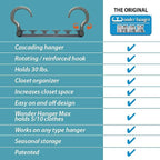 Wonder Hanger Max 20-Pack Space-Saving Hangers, 360° Hook, Grey | Space-saving cascading hangers with reinforced 360° swivel hooks maximize closet storage; 20-pack arrives fully assembled - Image 5