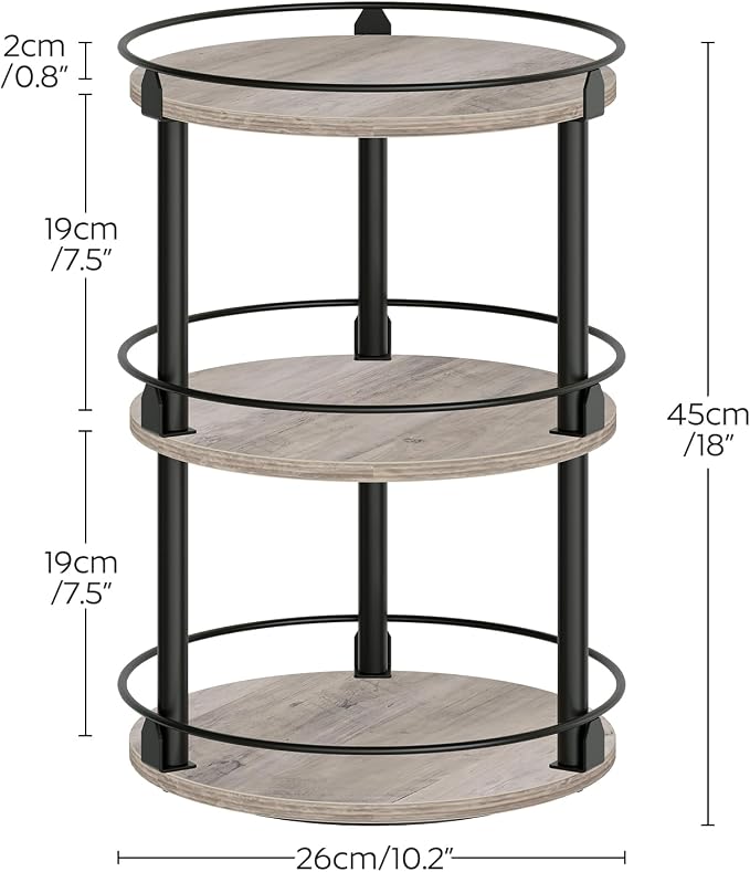 YATINEY 3-Tier Lazy Susan Organizer, Rotating Spice Rack, Spinning Organizer, Industrial Turntable Spice Rack Organizer for Cabinet, Kitchen Countertop, Greige and Black SR23BG - Image 6