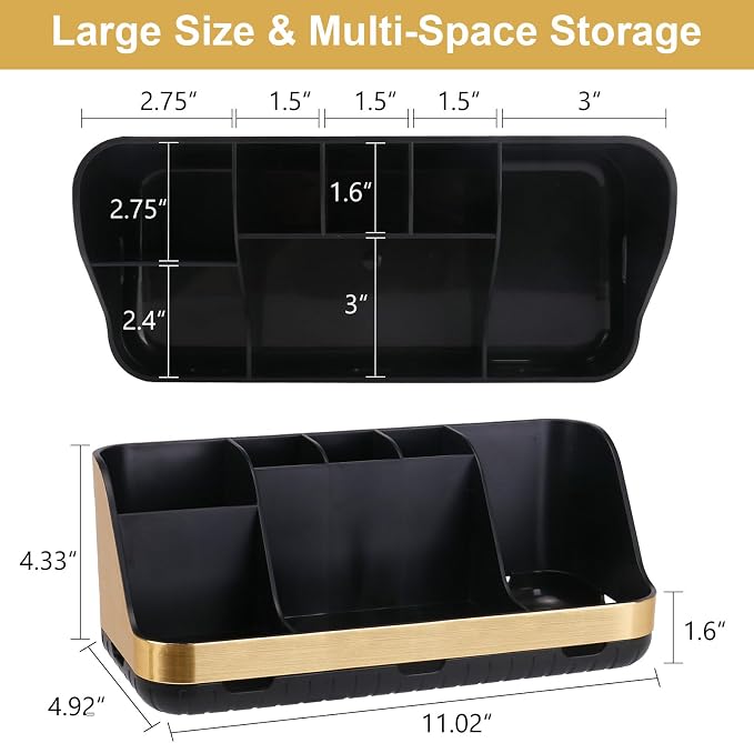 GFWARE Gold Toothbrush Holders for Bathrooms Countertop Organizer - Detachable 7 Slots Electric Toothbrush and Toothpaste Holder, Kids Organization and Storage, Restroom Accessories Vanity Stuff - Image 7