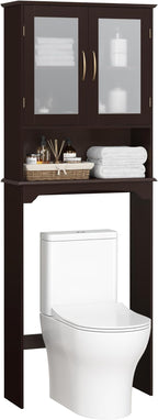 Yaheetech Over the Toilet Storage Cabinet with Glass Doors, Espresso by Unknown