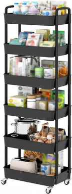Sywhitta 6-Tier Plastic Rolling Utility Cart with Wheels for Storage,Black by haseverythingyouneed