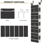 Over The Door Hanging Organizer 6-Shelves and 12 Side Pockets, Over The Door Storage Organizer, Back of Door Organizers for Baby Accessories and Children's Toys (13"x5"x54", Black) - Image 7