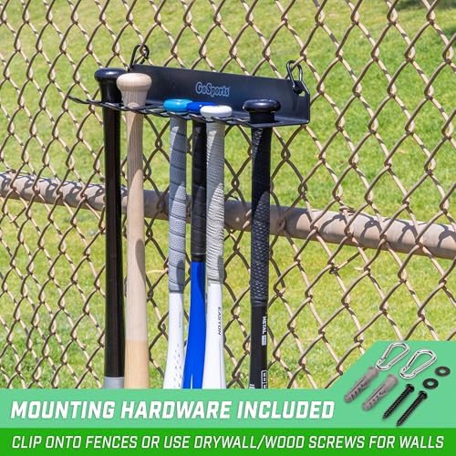 GoSports Baseball & Softball Bat Rack - Holds 16 Bats - Mount on Wall or Clip on Dugout Fence - Black - Image 4