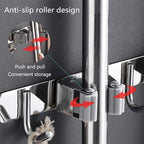 Broom Mop Holder Wall Mount Tool Hanger Organizer (4 Racks 5 Hooks) - Image 5