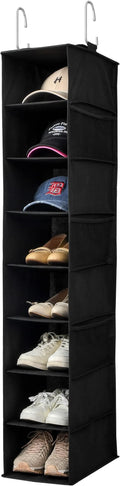 Berdeng Hanging Shoe Organizer for Closet with Side Mesh Pockets，Hat Racks for Baseball Caps，Shoe and Hat Holder & Storage，8-Shelf，Black，1 Pack by Berdeng