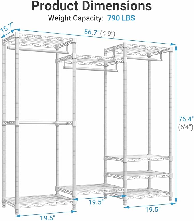 VIPEK V5 Medium Freestanding Clothes Rack, Modular Closet System, White - Image 5