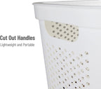 Mind Reader 60L Slim Laundry Hamper, Clothes Basket, Lid, Ventilated, Plastic, Set of 2, White - Image 4