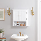 UTEX Bathroom Wall Cabinet Over Toilet, White Wall-Mounted Medicine Cabinet - Image 2