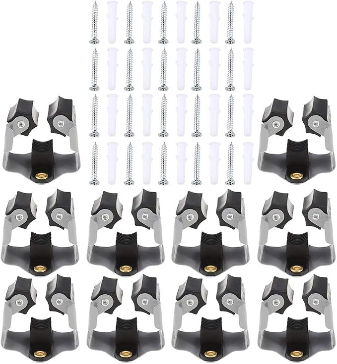 Broom Holder Wall Mount 10 Pack Heavy Duty Metal Mop Broomstick Shovel Handle Hanging Clips Clamp Organizer Hanger Rack Gripper Black - Image 3