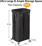 WOWLIVE 100L Rolling Laundry Basket with Wheels, Tall Laundry Hamper - Image 4
