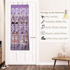 16 Pockets Over Door Hanging Storage Organizer with 4 Kinds Pouches for Shoes,Sock,Hat,Underwear,Handbag,Cosmetics,Toiletry,Behind Door Hanging Shelf Space-saving for Bathroom,Bedroom,Entrance,Purple - Image 2