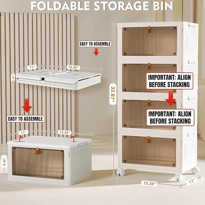 YFXCVSL 4 Tier Plastic Storage Bins with Lid 23QT, Stackable Storage Bins - Image 7