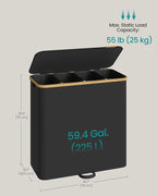 SONGMICS Laundry Hamper with Lid, 225L Laundry Basket，4 Compartments - Image 5