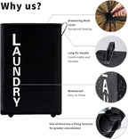 92L Extra Large Rolling Laundry Basket with Leather Handle,Tall Laundry Hamper on Wheels,Laundry Bin,Rolling Laundry Cart Black - Image 5