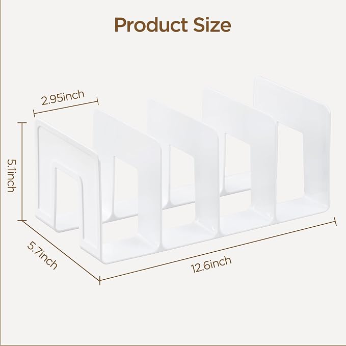 HBlife White Acrylic Kids Shoe Rack for Closet Organizers and Storage, Small Shoe Rack 4 Sections Toddler Baby Shoe Storage Organizer Stackable Shoe Shelf,Desk File Sorter Book Purse Organizer(2 Pack) - Image 2