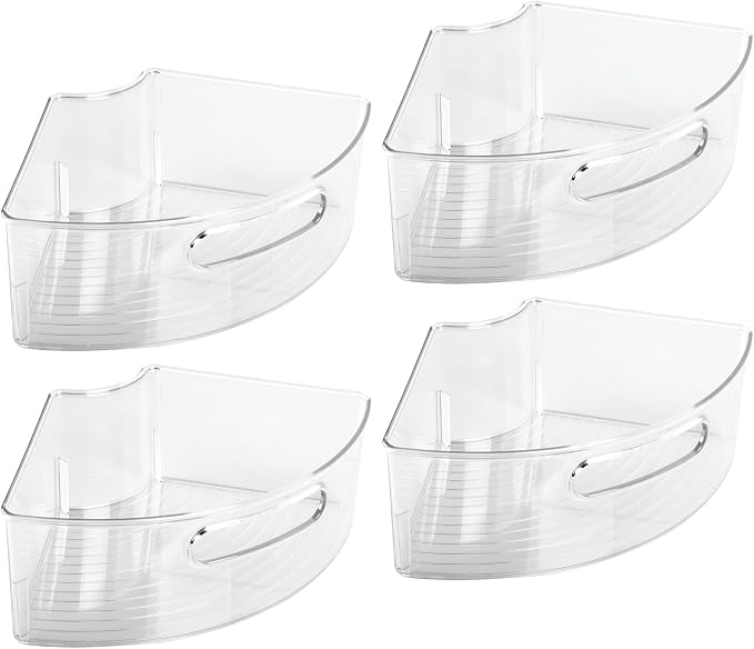 iDesign Plastic Lazy Susan Cabinet Storage Bin, 1/4 Wedge Container for Kitchen, Pantry, Counter, BPA-Free, 12.5 in x 6.75in x 4in Set of 4, Clear - Image 9