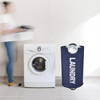 Maxsilan 90L Large Laundry Basket Bag, Collapsible Tall Hamper, Dark Blue - Image 8