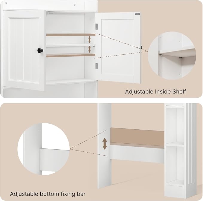 Ahomly Over The Toilet Storage Cabinet, 32.3" W x 70.3" H, White - Image 5