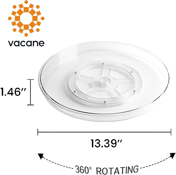 vacane 2-Pack 13Inch Lazy Susan Cabinet Organizer, Plastic Rotating Organizer Spice Rack Condiment Organizer for Pantry, Countertop, Cupboard, Refrigerator-Clear - Image 7