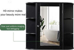 Iwell Bathroom Medicine Cabinet with Mirror, Wall Cabinet with 2 Adjustable Shelves & 6 Open Shelves, Bathroom Cabinet Wall Mounted, Over The Toilet Space Saver Storage Cabinet, Black - Image 5