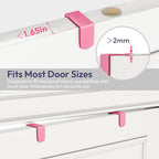 SWTYMIKI Over The Door Hook with 16 Hooks & Mesh Baskets - Heavy Duty Over The Door Organizer Hanger for Towels, Coats, Clothes - Space Saving Hanging Rack for Bathroom, Living Room, Pink - Image 6