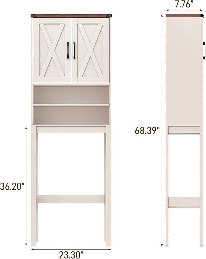 Vabches Over The Toilet Storage Cabinet with Adjustable Shelf, White - Image 2