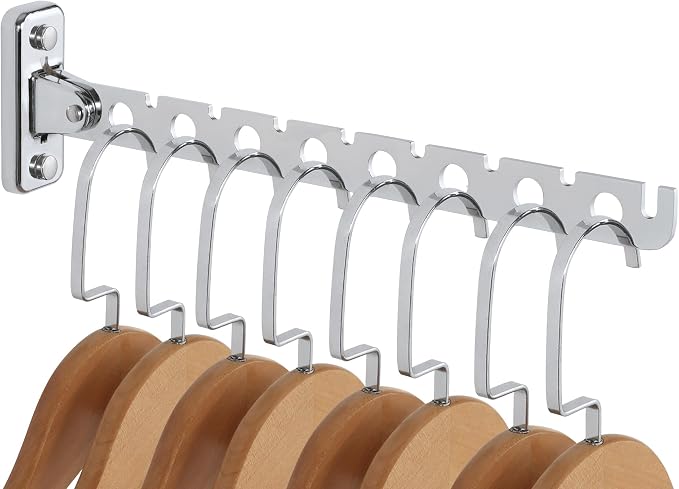 Alise Clothes Drying Rack Wall Mounted,Folding Coat Hanger,Polished Chrome by Alise