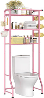 Simple Trending 3 Tier Over The Toilet Rack, Shelf Bathroom, Bathroom Stand Organizer Space Saver, Pink by SimpleTrending