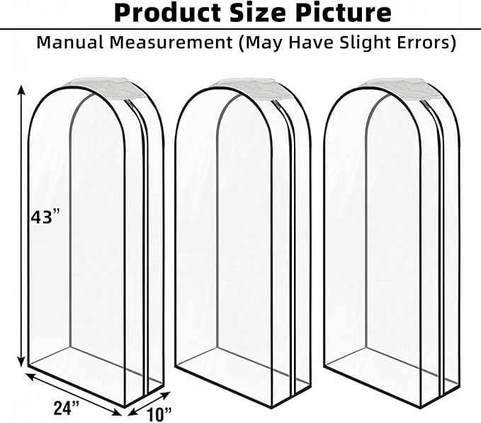 Clear Garment Bags for Hanging Clothes 3-piece set 43inch Long. - Image 3