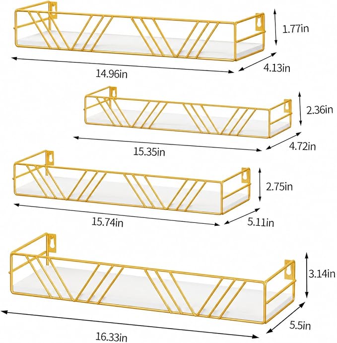 Amaoot Floating Shelves for Wall Set of 4, Wall Shelf Wood Floating Shelf - Image 2