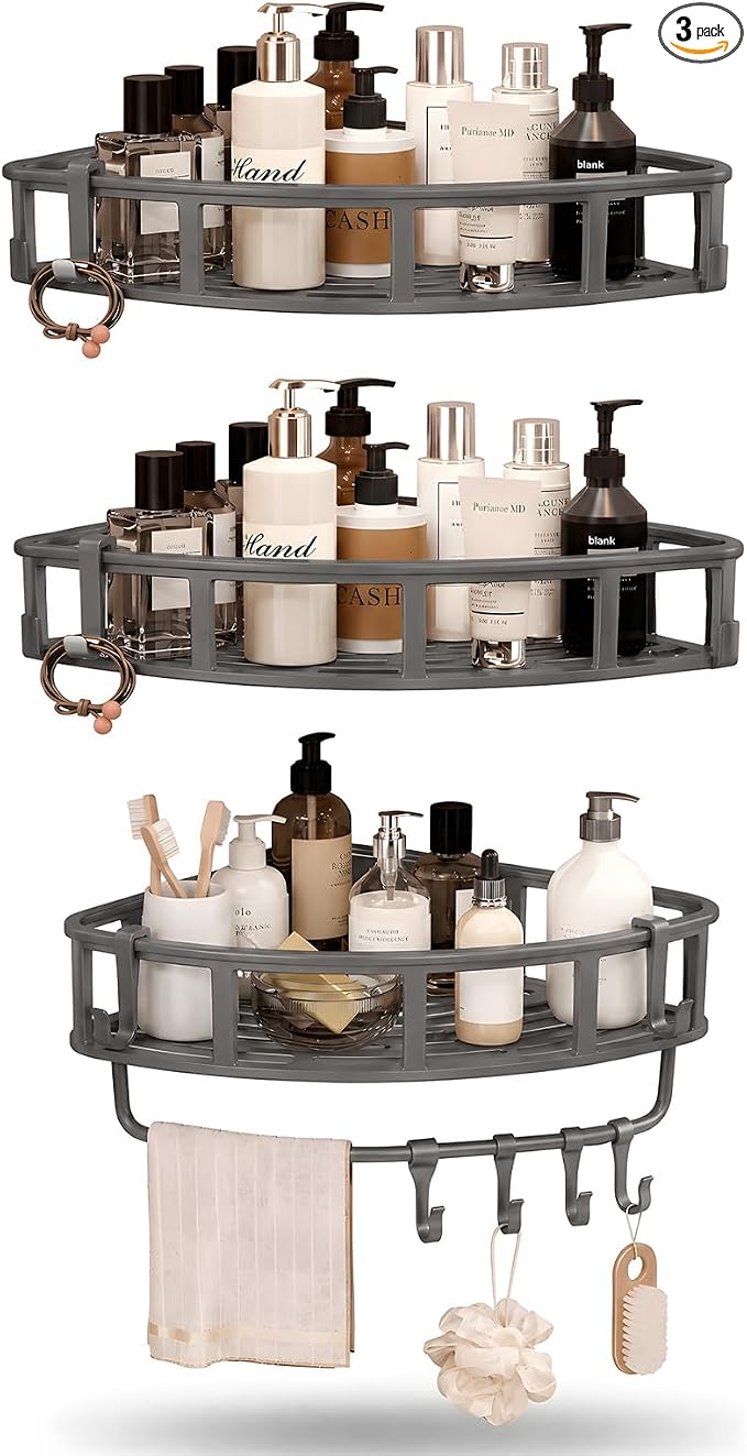Shower Caddy Hanging 3 Pack, Rustproof Adhesive Corner Shower Shelves by Unknown