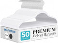 Smartor White Velvet Hangers 50 Pack, Non-Slip Space-Saving Clothes Hangers by Smartor