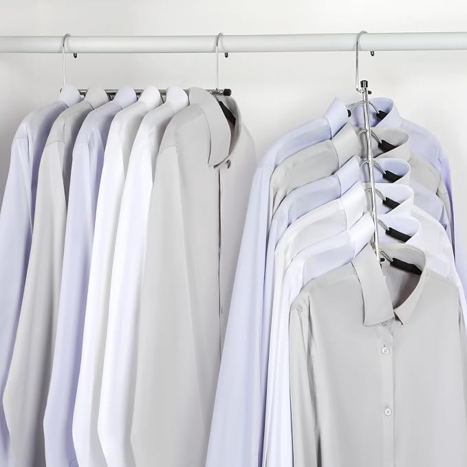 TOPIA HANGER Clothes Hanger Space Saving, 6 Tier Shirt Coat Hangers Space Saving No Bump Shoulder Hangers with No Slip Foam Padded Hangers Closet Organizers and Storage for Men and Women 2 Pack-CT64B - Image 7